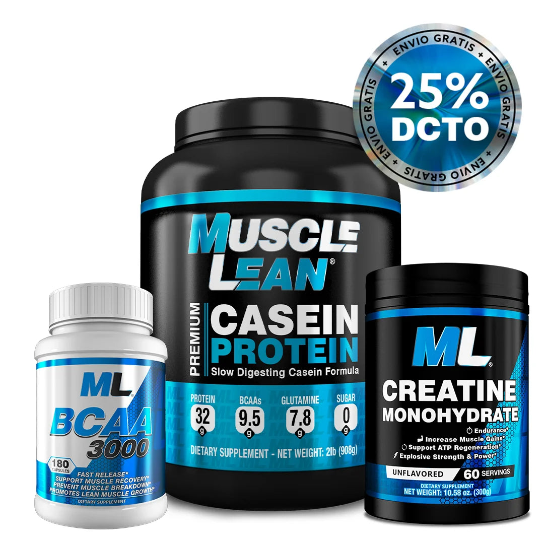 COMBO PROTEINA CASEINA + CREATINA + AMINOÁCIDOS BCAA + ¡ENVIO GRATIS!