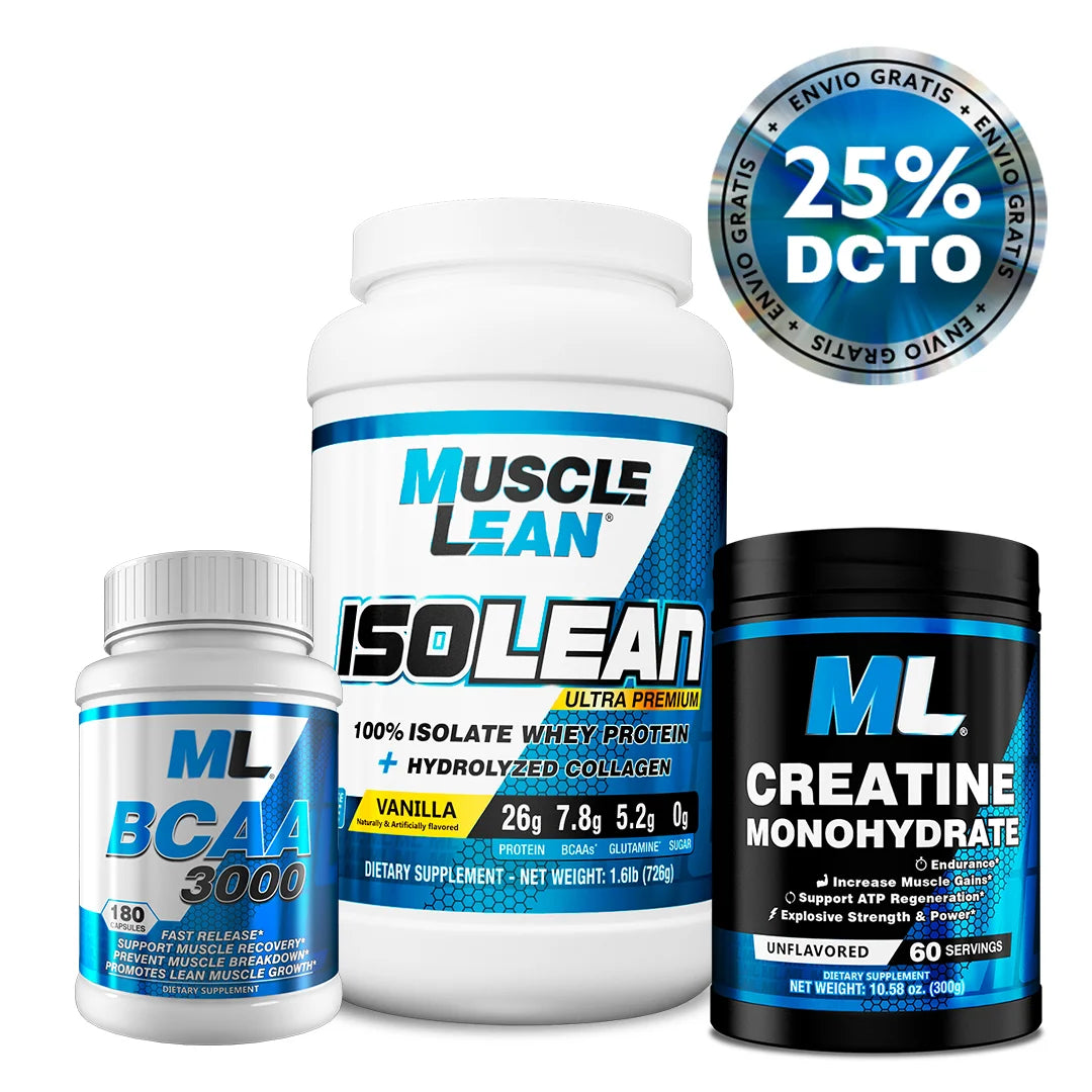 COMBO PROTEÍNA AISLADA ISOLEAN + CREATINA + AMINOÁCIDOS BCAA + ¡ENVIO GRATIS!
