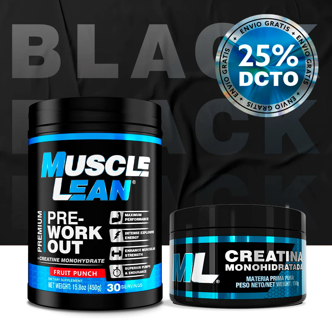COMBO CREATINA MONOHIDRATADA 30 SERV + PREENTRENO + ¡ENVIO GRATIS!