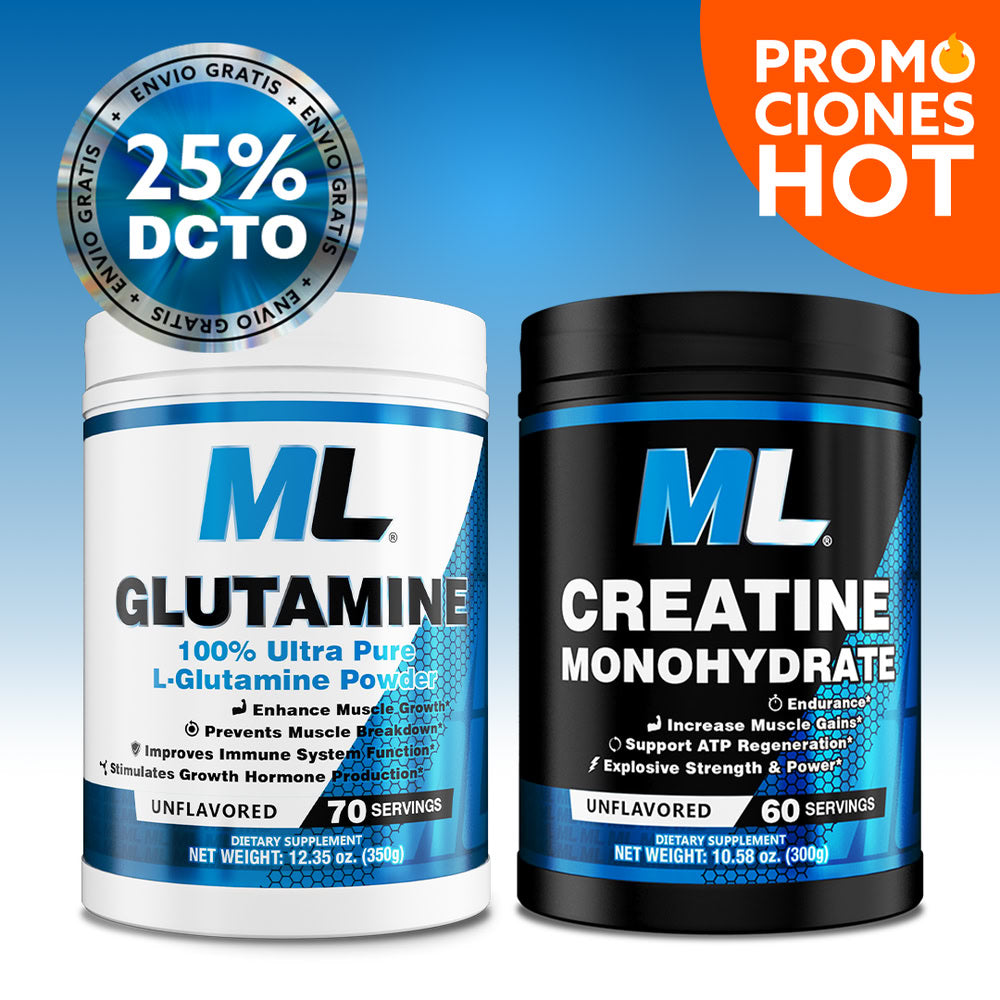 COMBO CREATINA MONOHIDRATADA + GLUTAMINA + ¡ENVIO GRATIS!