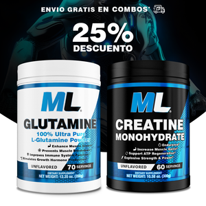 COMBO CREATINA MONOHIDRATADA + GLUTAMINA ¡25% DE DESCUENTO! + ENVIO GRATIS