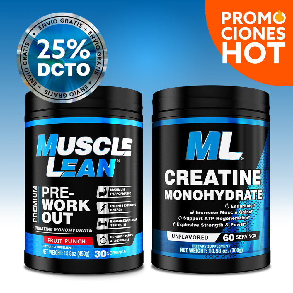 COMBO CREATINA MONOHIDRATADA + PREENTRENO + ¡ENVIO GRATIS!