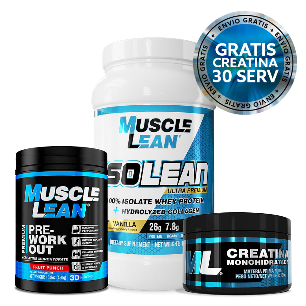 Proteína + Preentreno + GRATIS Creatina 30 Serv