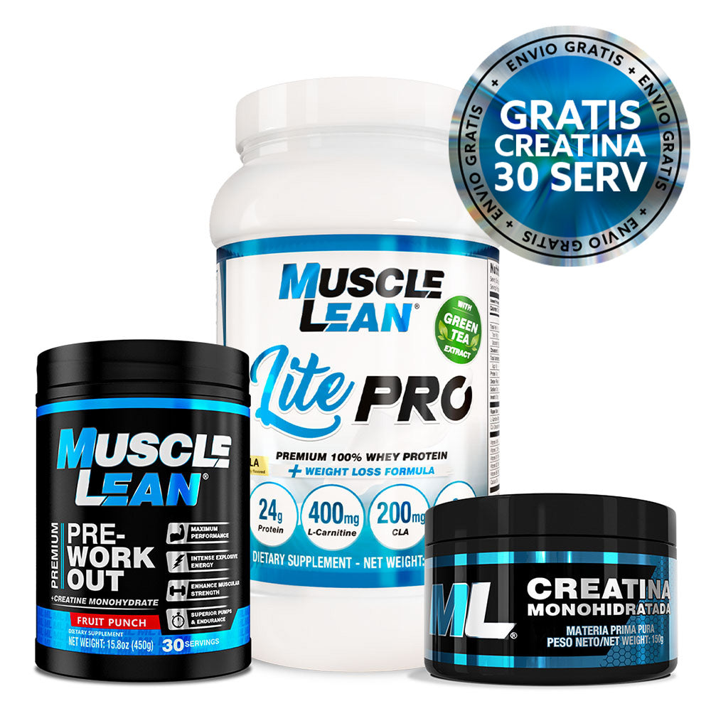 Proteína + Preentreno + GRATIS Creatina 30 Serv
