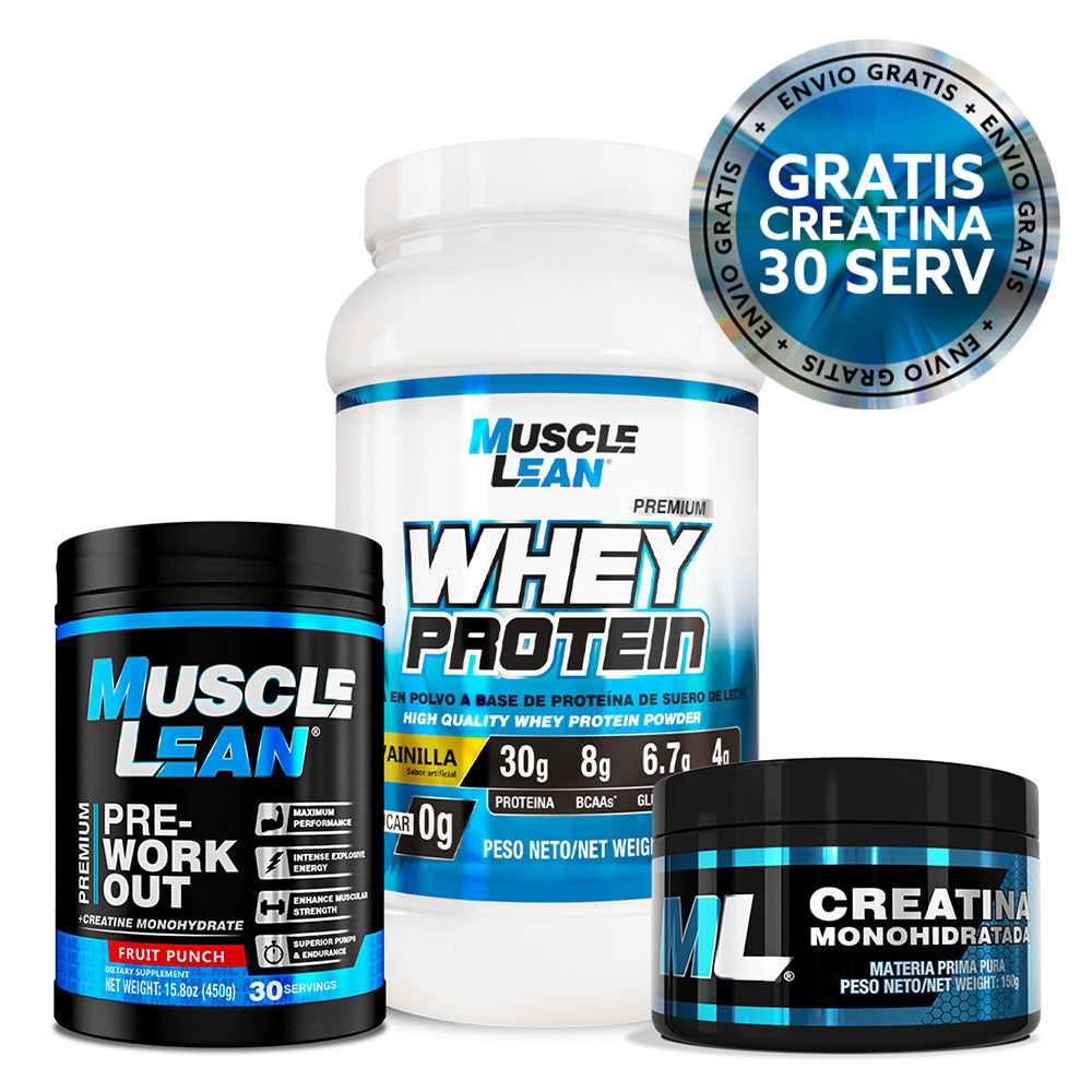 Proteína + Preentreno + GRATIS Creatina 30 Serv